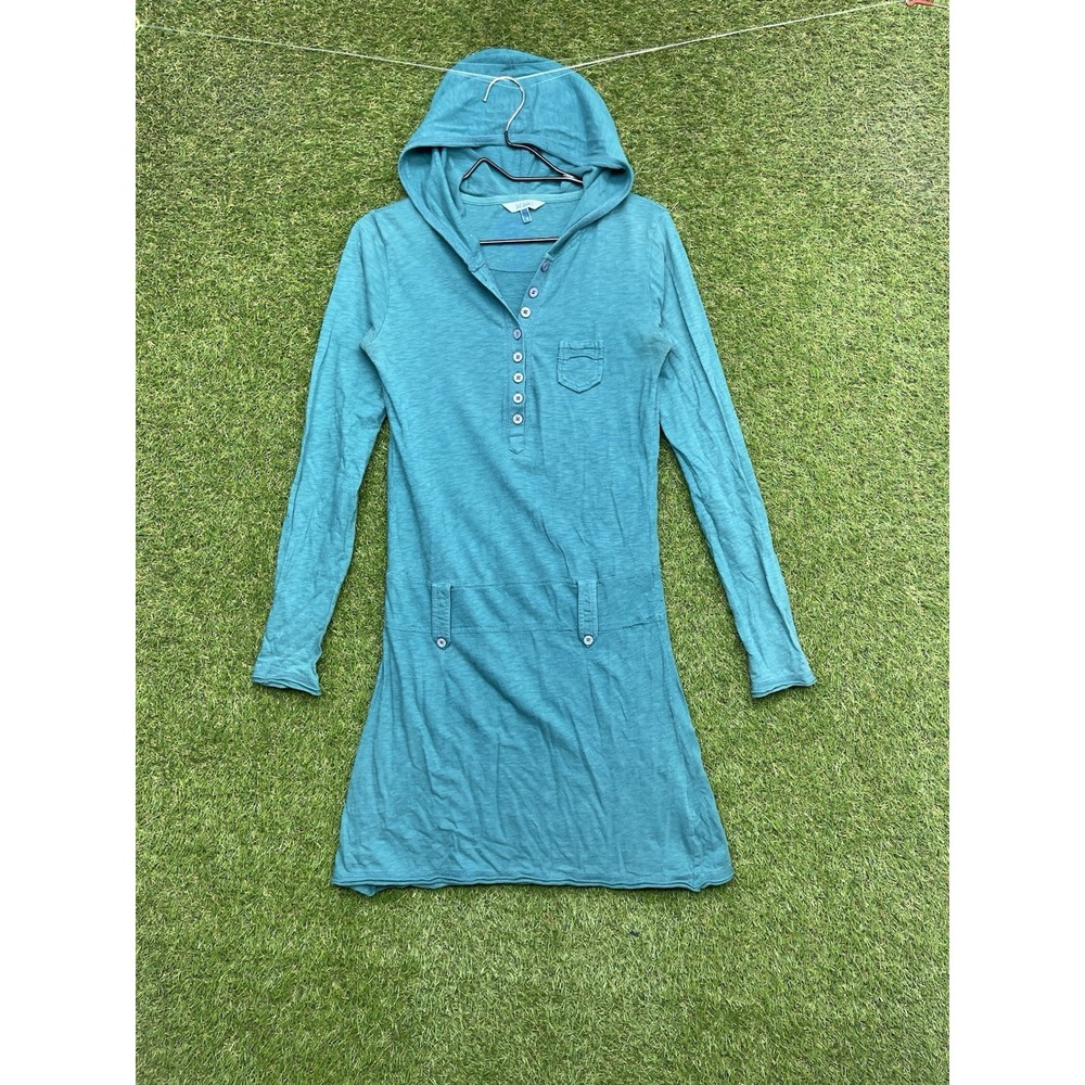 FATFACE Cardigan Womens 8 Hooded Relaxed Lounge Open Front Hoodie Dress Blue